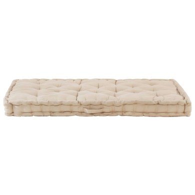 Coussin de plancher de palette Coton 120x80x10 cm Beige