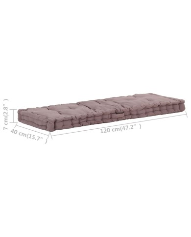 Coussin de plancher de palette Coton 120x40x7 cm Taupe