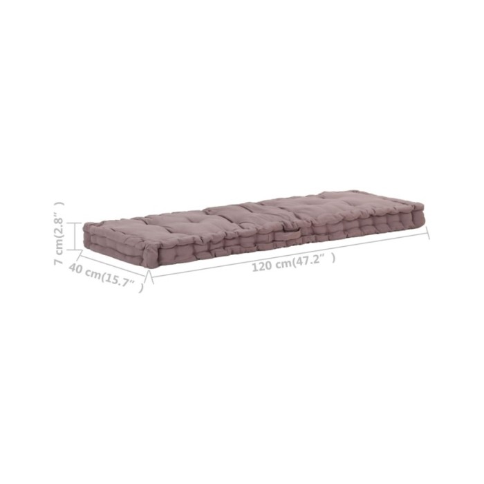Coussin de plancher de palette Coton 120x40x7 cm Taupe