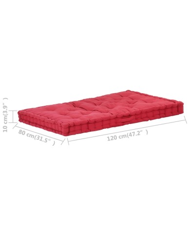 Coussin de plancher de palette Coton 120x80x10 cm Bordeaux