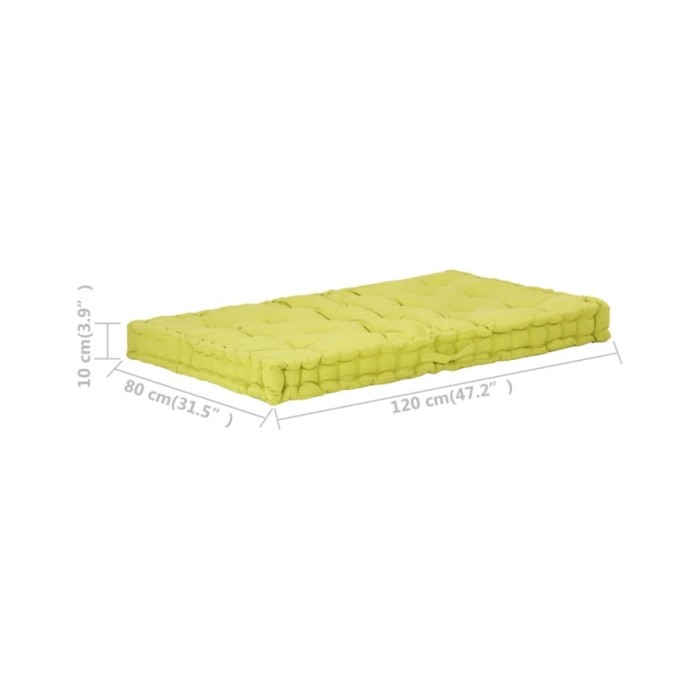 Coussin de plancher de palette Coton 120x80x10 cm Vert