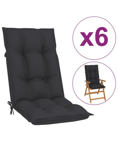 Coussins de chaise de jardin 6 pcs Anthracite 120x50x7 cm