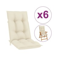 Coussins de chaise de jardin 6 pcs Crème 120x50x7 cm