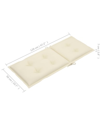 Coussins de chaise de jardin 6 pcs Crème 120x50x7 cm
