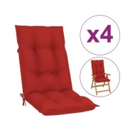 Coussins de chaise de jardin 4 pcs Rouge 120x50x7 cm