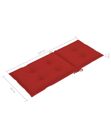 Coussins de chaise de jardin 4 pcs Rouge 120x50x7 cm
