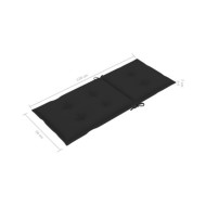 Coussins de chaise de jardin 2 pcs Noir 120x50x7 cm