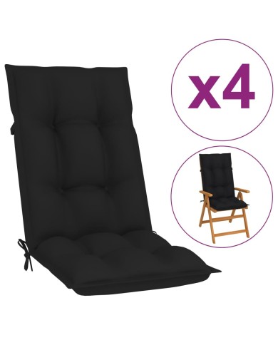 Coussins de chaise de jardin 4 pcs Noir 120x50x7 cm