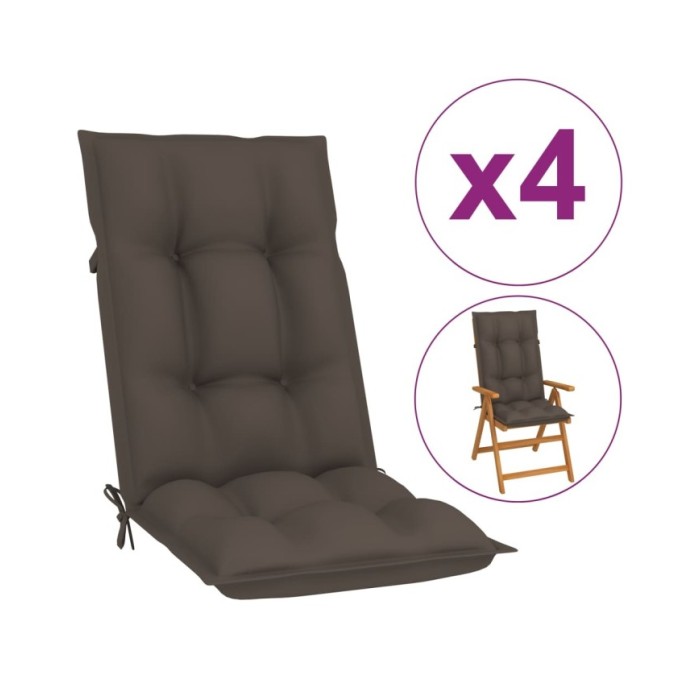 Coussins de chaise de jardin 4 pcs Taupe 120x50x7 cm