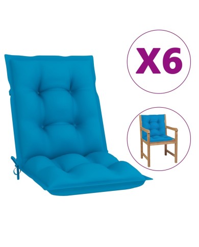 Coussins de chaise de jardin 6 pcs Bleu 100x50x7 cm