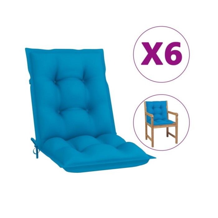Coussins de chaise de jardin 6 pcs Bleu 100x50x7 cm