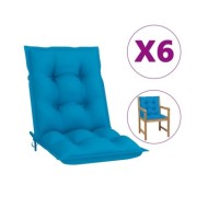 Coussins de chaise de jardin 6 pcs Bleu 100x50x7 cm