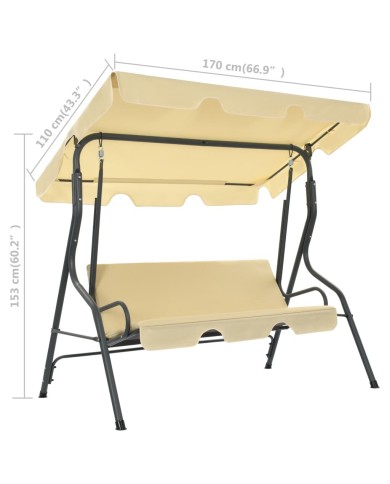 Balancelle de jardin Blanc crème 170 x 110 x 153 cm