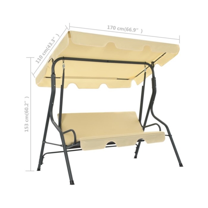 Balancelle de jardin Blanc crème 170 x 110 x 153 cm