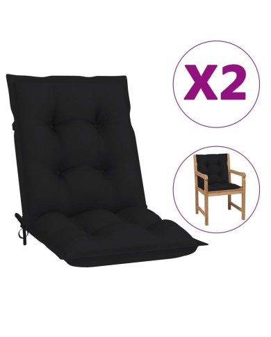 Coussins de chaise de jardin 2 pcs Noir 100x50x7 cm