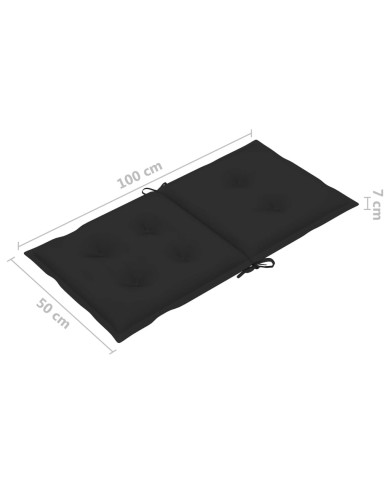 Coussins de chaise de jardin 2 pcs Noir 100x50x7 cm
