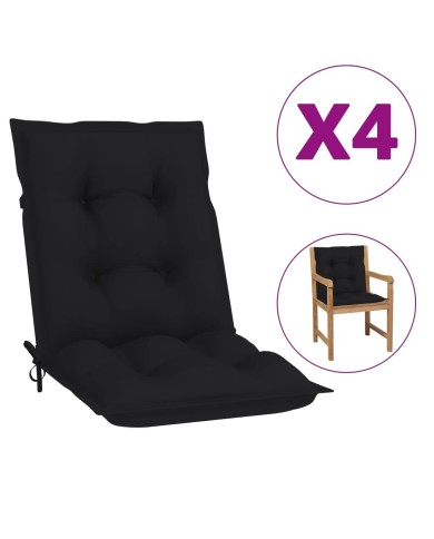 Coussins de chaise de jardin 4 pcs Noir 100x50x7 cm