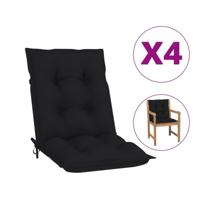 Coussins de chaise de jardin 4 pcs Noir 100x50x7 cm