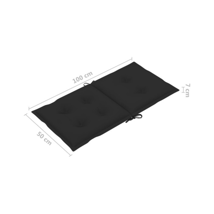 Coussins de chaise de jardin 4 pcs Noir 100x50x7 cm