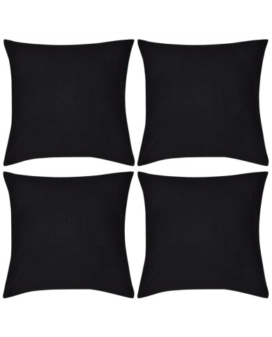 Housses de coussin 4 pcs Coton Noir 50x50 cm 