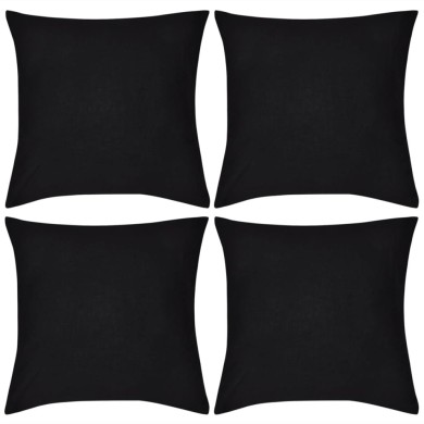 Housses de coussin 4 pcs Coton Noir 50x50 cm 