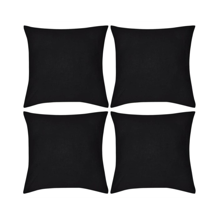 Housses de coussin 4 pcs Coton Noir 50x50 cm 