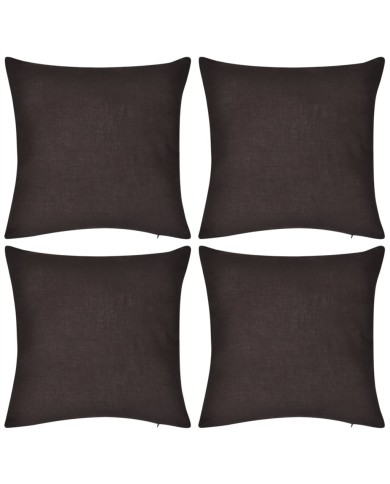Housses de coussin 4 pcs Coton Marron 50x50 cm 