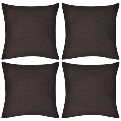 Housses de coussin 4 pcs Coton Marron 50x50 cm 