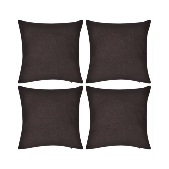 Housses de coussin 4 pcs Coton Marron 50x50 cm 