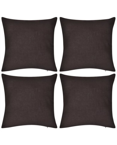 Housses de coussin 4 pcs Coton Marron 80x80 cm