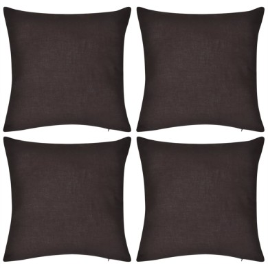 Housses de coussin 4 pcs Coton Marron 80x80 cm