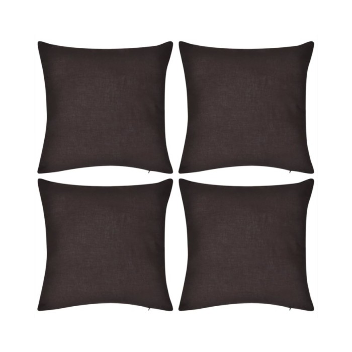 Housses de coussin 4 pcs Coton Marron 80x80 cm