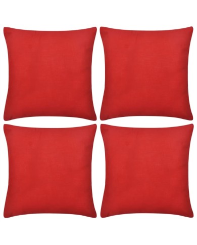 Housses de coussin 4 pcs Coton Rouge 80x80 cm