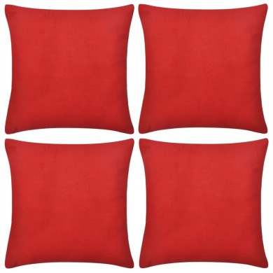 Housses de coussin 4 pcs Coton Rouge 80x80 cm