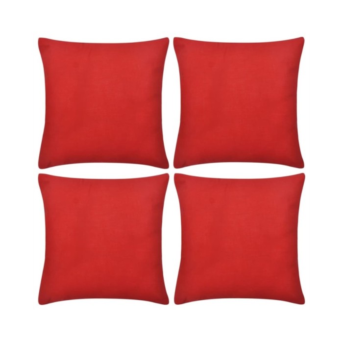 Housses de coussin 4 pcs Coton Rouge 80x80 cm