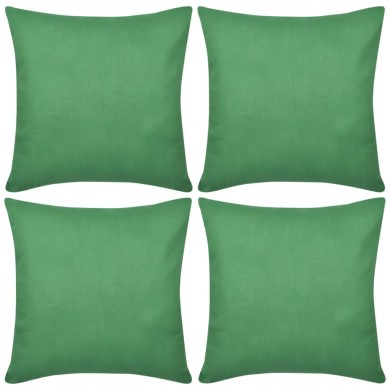 Housses de coussin 4 pcs Coton Vert 80x80 cm