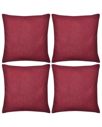 Housses de coussin 4 pcs Coton Bordeaux 50x50 cm 