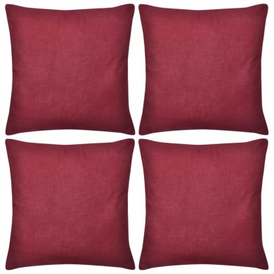 Housses de coussin 4 pcs Coton Bordeaux 50x50 cm 