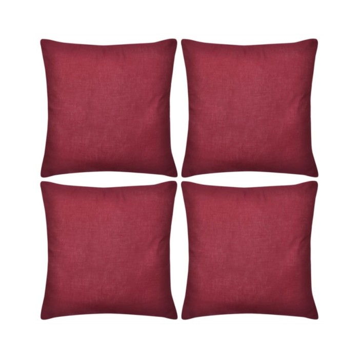 Housses de coussin 4 pcs Coton Bordeaux 50x50 cm 