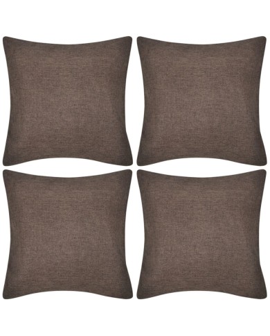 Housses de coussin 4 pcs Aspect de lin Marron 50x50 cm 
