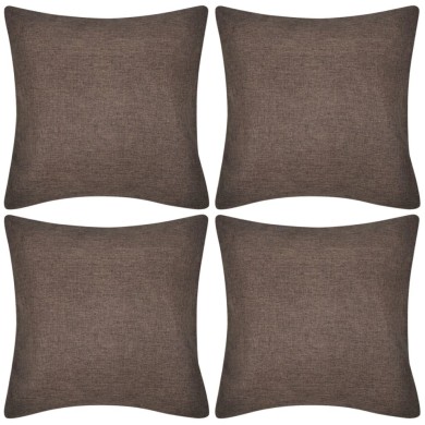 Housses de coussin 4 pcs Aspect de lin Marron 50x50 cm 