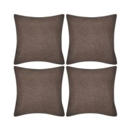 Housses de coussin 4 pcs Aspect de lin Marron 50x50 cm 