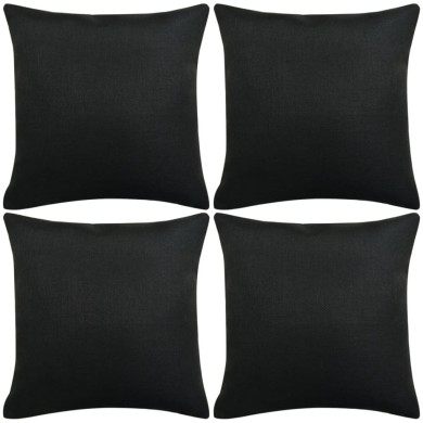 Housses de coussin 4 pcs Aspect de lin Noir 40x40 cm