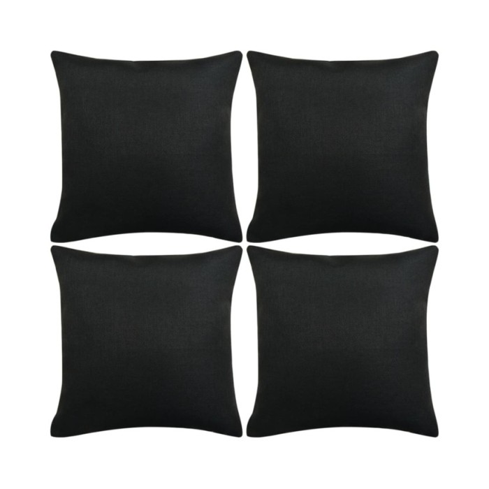 Housses de coussin 4 pcs Aspect de lin Noir 40x40 cm