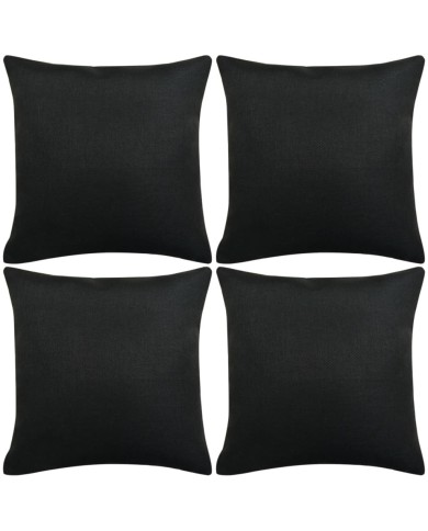 Housse de coussin 4 pcs Lin Noir 50 x 50 cm
