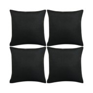 Housse de coussin 4 pcs Lin Noir 50 x 50 cm