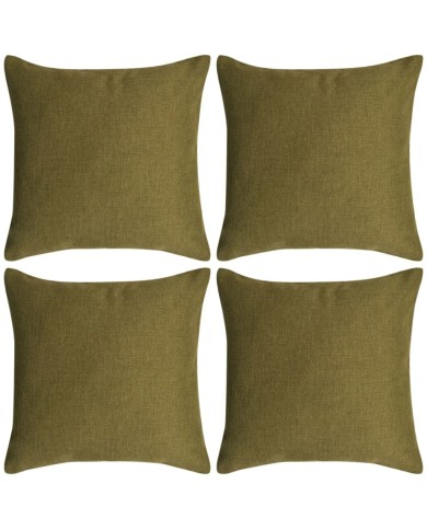Housses de coussin 4 pcs Aspect de lin Vert 50x50 cm