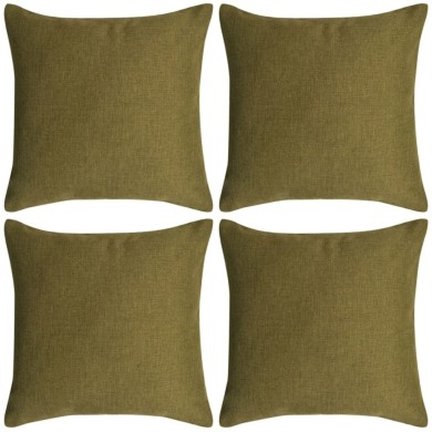 Housses de coussin 4 pcs Aspect de lin Vert 50x50 cm