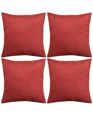 Housses de coussin 4 pcs Aspect de lin Bordeaux 80x80 cm