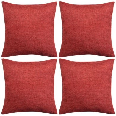 Housses de coussin 4 pcs Aspect de lin Bordeaux 80x80 cm